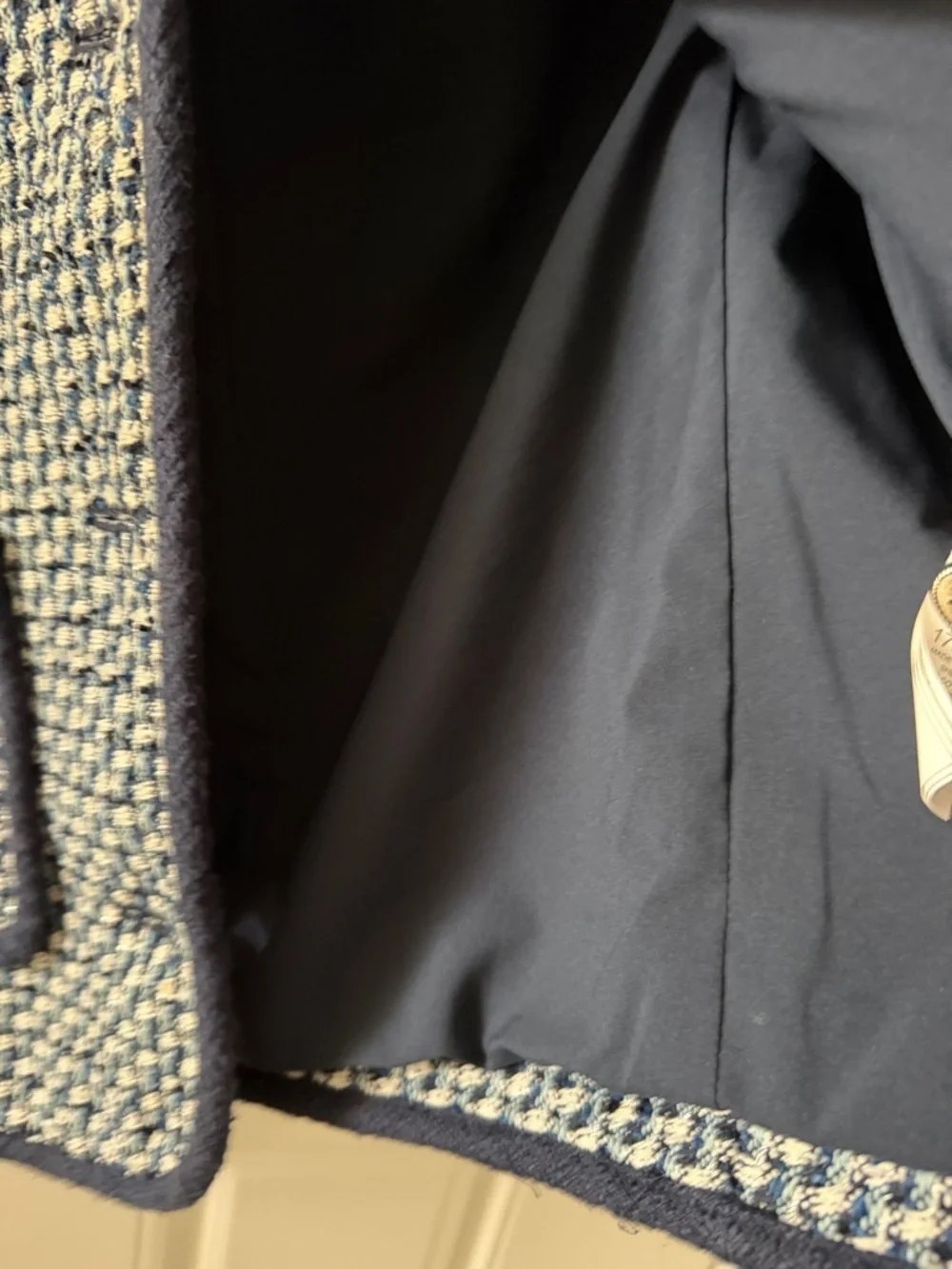 kate spade navy and white tweed blazer